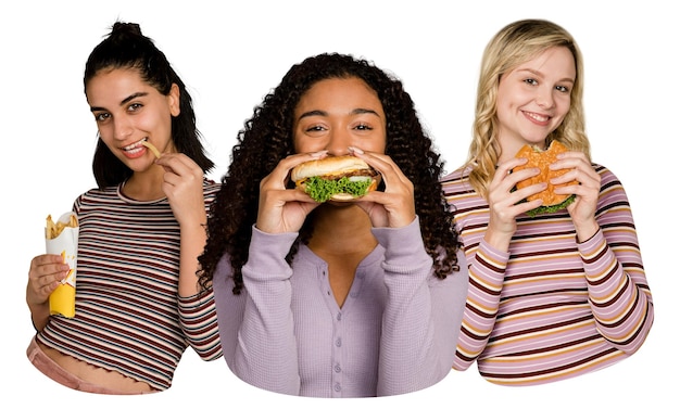 png friends eating junk food sticker transparent background 53876 989175 1